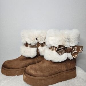 Guess Faux-Fur Honey Cognac/Tan  "Denla" Boots Size 6.5 NWOT